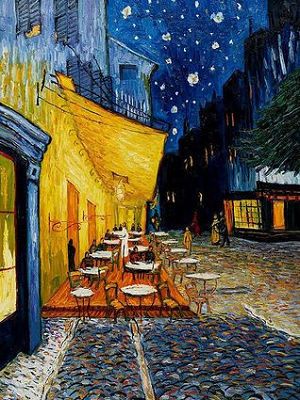 300x400 French Street Scene Painter Painting Cafe Terrace - French Street Painting