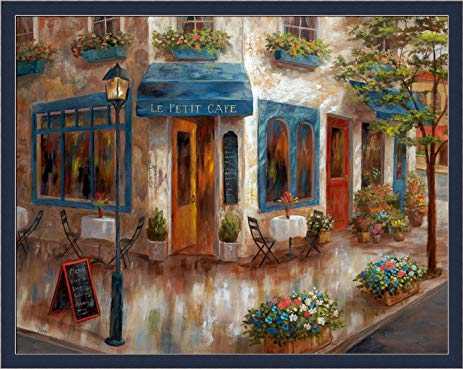 463x369 Le Petit Cafe Nan French Street Scene Framed Print - French Street Painting