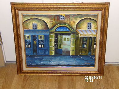 400x300 Framed Oil Painting France French Street Scene Store Fronts Artist - French Street Scene Oil Painting