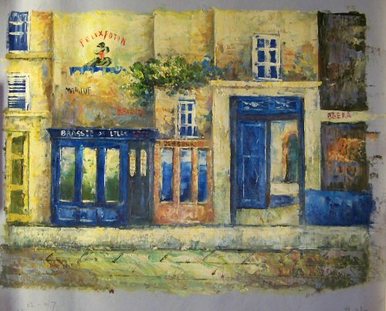 386x311 French Street Scene (Felix Potten) Small Oil Painting - French Street Scene Oil Painting