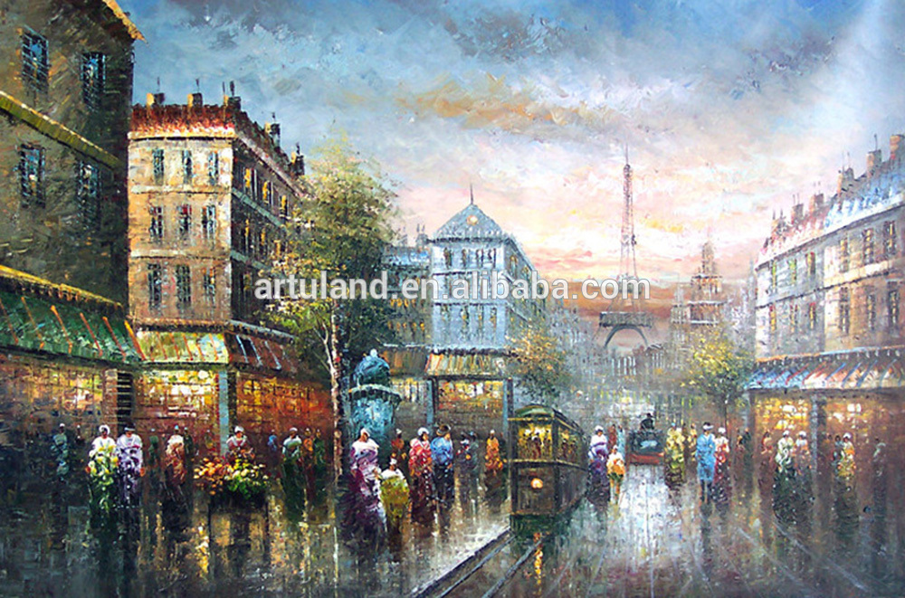 1000x661 Impressionist Home Decor Hot Selling Drawing Of French Paris - French Street Scene Oil Painting