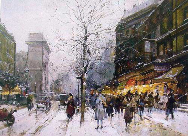 600x434 Oil Paintings Frames - French Street Scene Oil Painting