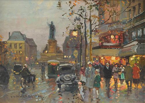 503x360 Edouard Cortes (French 1882 1969) A Painting, Paris Street Scene - French Street Scene Oil Painting