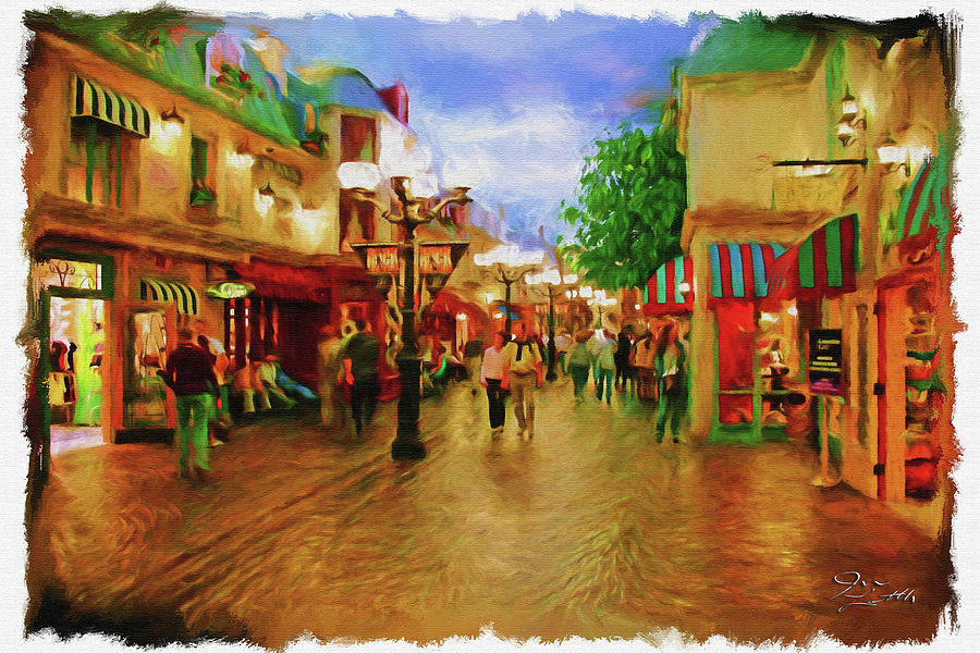 900x600 French Street Scene Digital Art By Jim Little - French Street Scene Painting