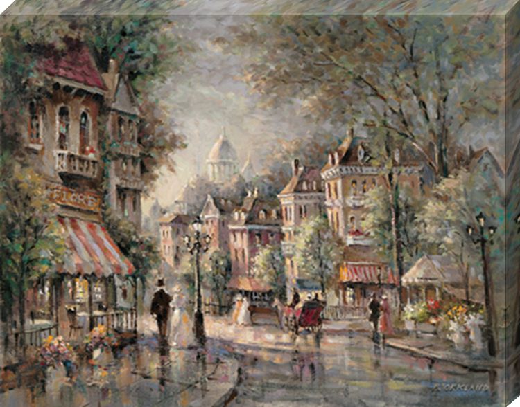 750x588 French Street Scene Ii Artist George Bjorkland - French Street Scene Painting