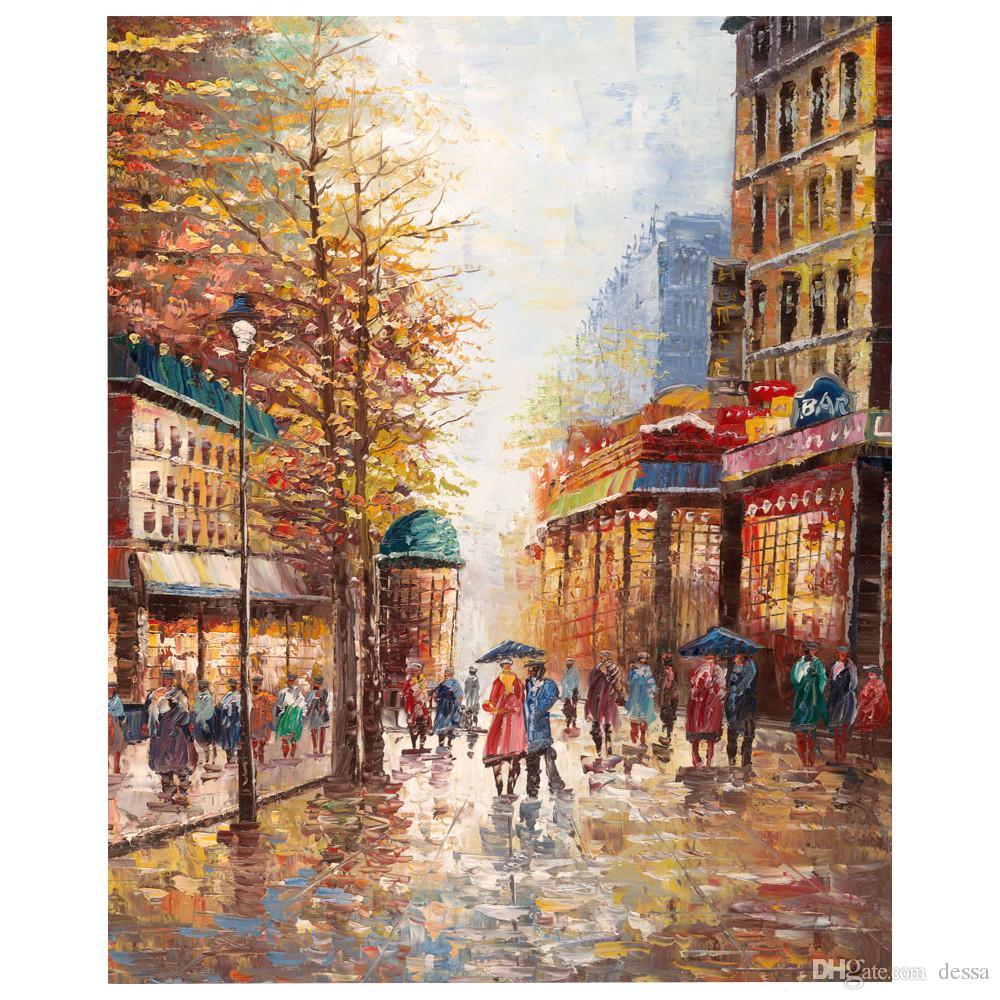 1000x1000 2018 Wall Art Leonid Afremov French Street Scene Modern Oil - French Street Scene Painting