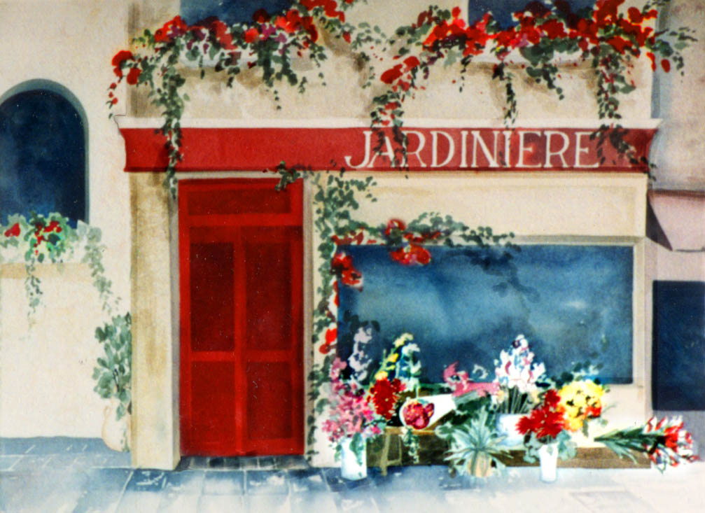 1007x733 Amy Hautman Paintings Watercolor Doorway - French Street Scene Painting