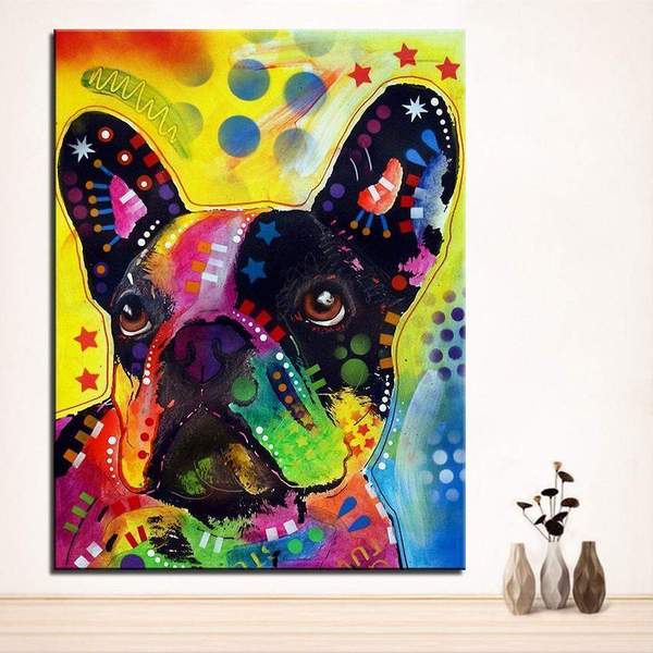600x600 Oil Print Modern Frenchie Painting 3 Reviews - Frenchie Painting