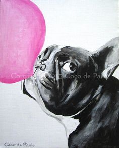 236x293 Original Bulldog Painting, Handpainted, Frenchie Painting, French - Frenchie Painting