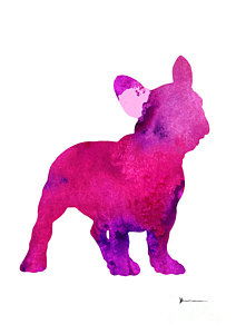 212x300 Pink Frenchie Painting Watercolor Art Print Painting By Joanna Szmerdt - Frenchie Painting