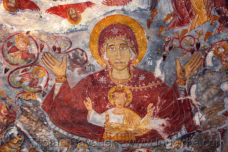 800x534 Virgin Mary And Baby Jesus, Byzantine Fresco Painting, - Fresco Painting