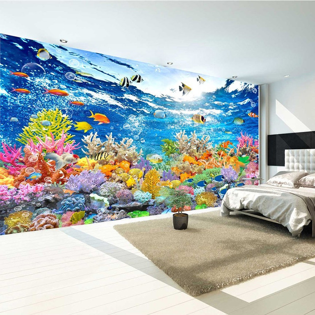 640x640 Hd Underwater World 3d Mural Wallpaper Living Room Kids Bedroom - Fresco Wall Painting