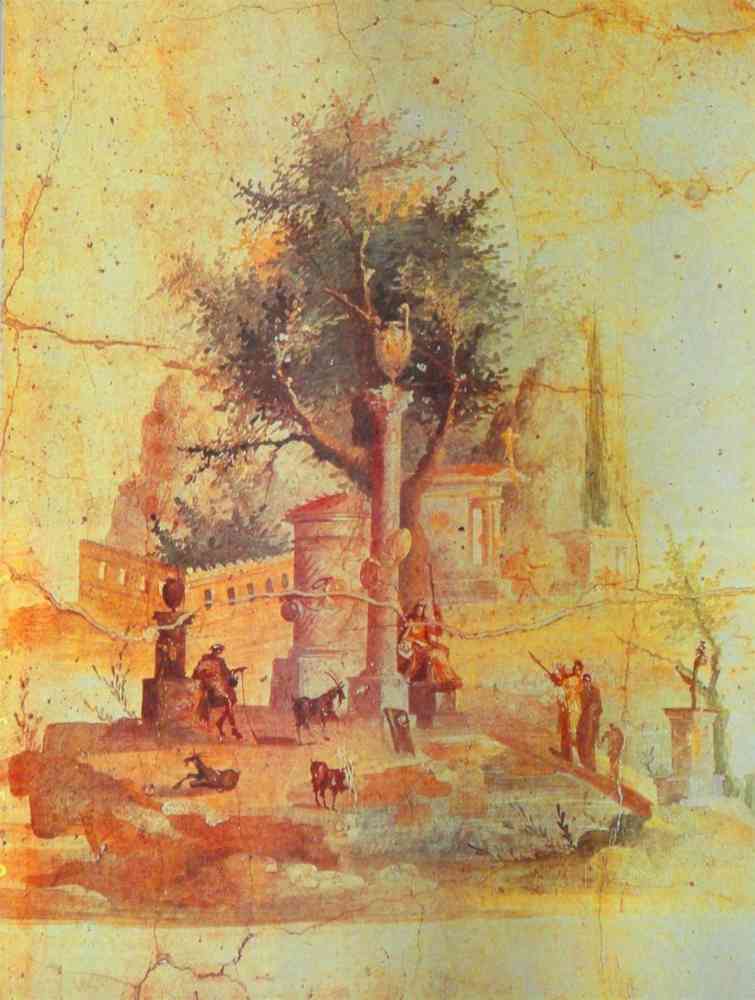 755x1000 Pompeii Wall Painting, Roman Square. 70x53cm - Fresco Wall Painting