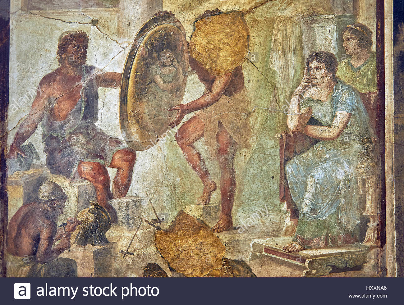 1300x982 Roman Fresco Wall Painting Of Thetsis Looking - Fresco Wall Painting