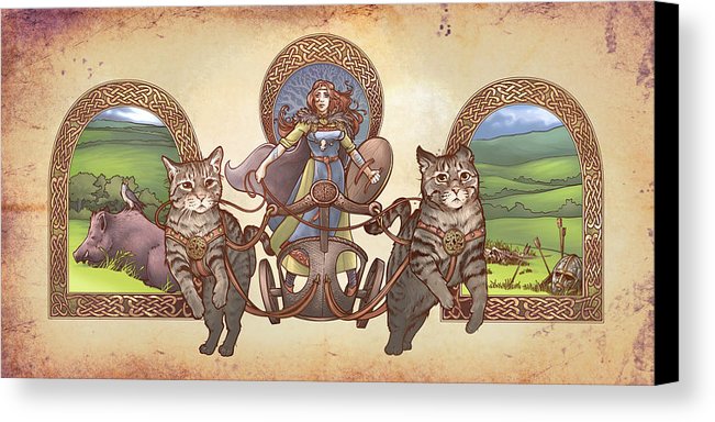 651x384 Freya Driving Her Cat Chariot - Freya Painting