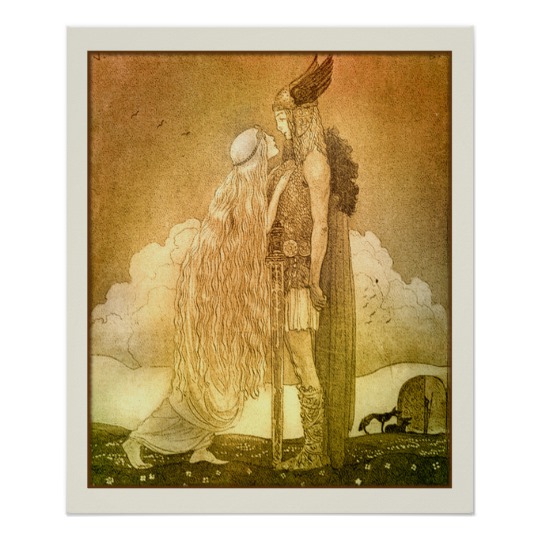 540x540 Freyja And Svipdag By John Bauer 1911 Scandinavian Poster - Freyja Painting