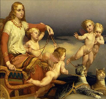 352x329 Goddess Freyja, Cats (Pulling Her Chariot!) Amp Angels - Freyja Painting