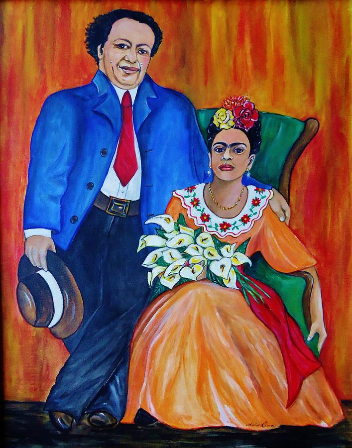 707x900 Diego Rivera And Frida Kahlo Portrait Painting By Lois Rivera - Frida Diego Painting