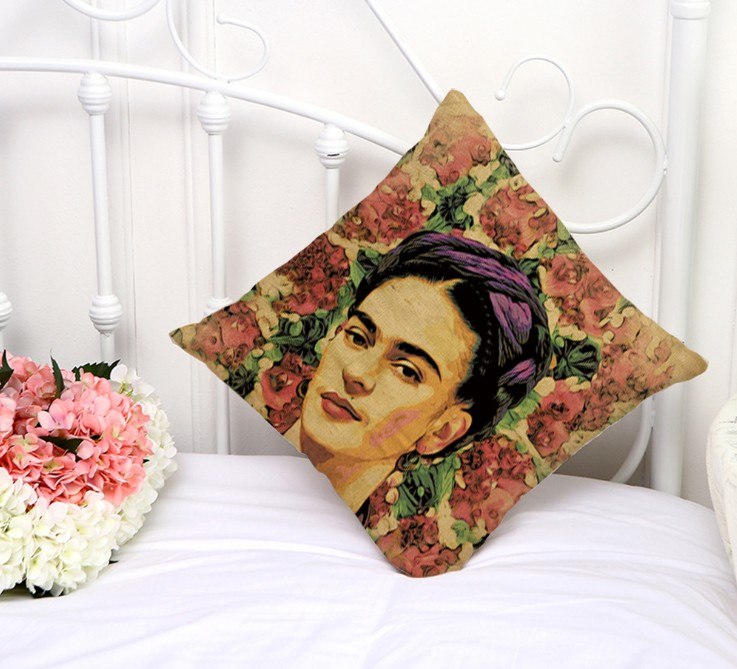 737x669 Hand Painting Frida Kahlo Pillow Flowers Home Decor Cushion - Frida Kahlo Flower Painting