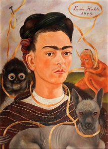 217x300 Frida Kahlo Painting Canvas Self Portrait With Monkey Print Giclee - Frida Kahlo Painting