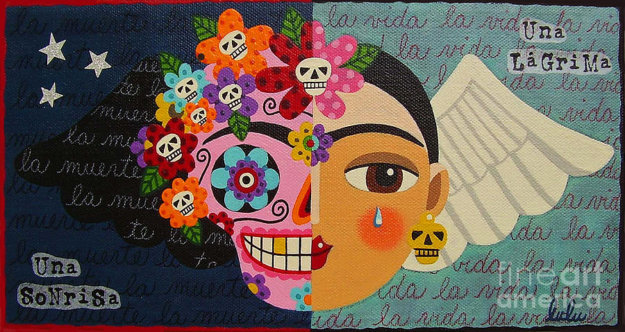 900x479 Frida Kahlo Sugar Skull Angel Painting By Lulu Mypinkturtle - Frida Kahlo Skull Painting
