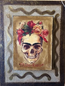 219x290 Folk Art - Frida Kahlo Skull Painting