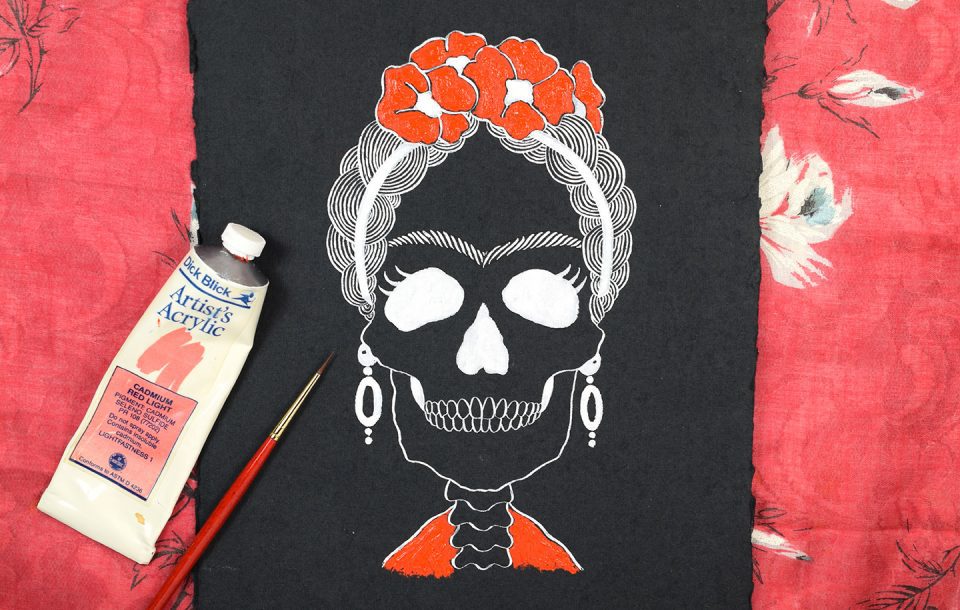 960x610 Frida Kahlo Halloween Art Tutorial - Frida Kahlo Sugar Skull Painting