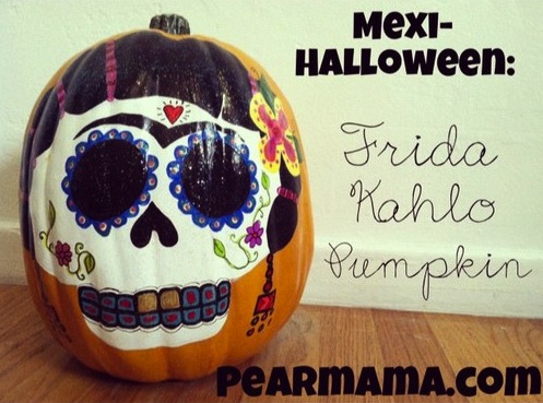 497x369 Mexi Halloween Sugar Skull Pumpkins Pearmama - Frida Kahlo Sugar Skull Painting