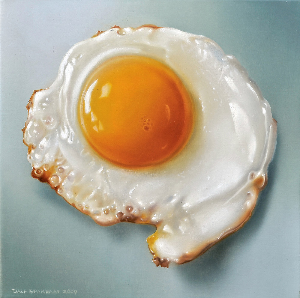 1000x994 Little Fried Egg Tjalf Sparnaay - Fried Egg Painting