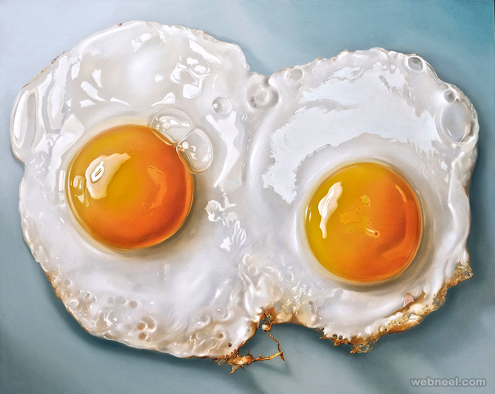 1000x797 Fried Egg Realistic Oil Paintings By Tjalf Sparnaay 3 - Fried Egg Painting