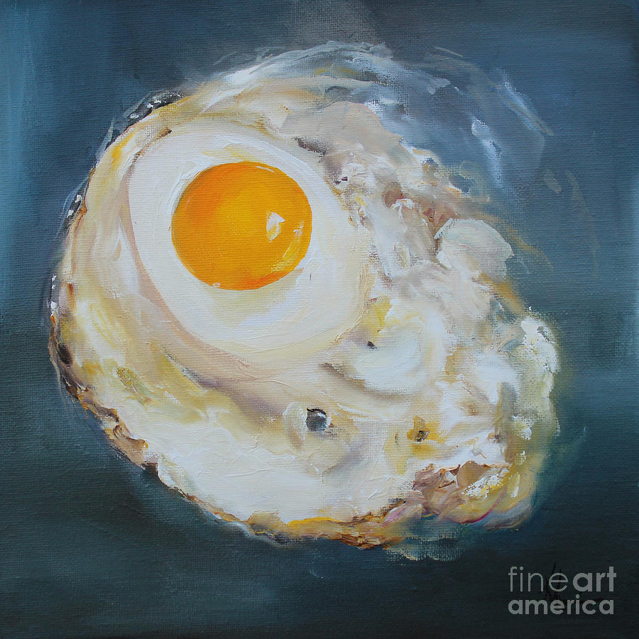 900x900 Fried Egg Painting By Kristine Kainer - Fried Egg Painting