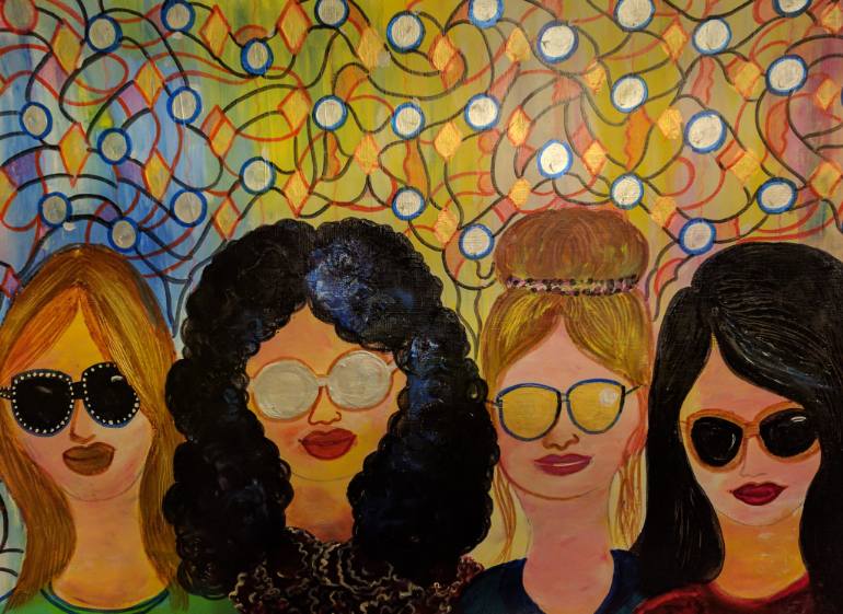770x561 Saatchi Art Four Friends Painting By Nalini Khattar - Friends Painting