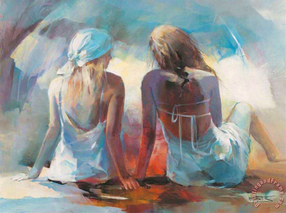 960x715 Willem Haenraets Two Girl Friends I Painting - Friends Painting