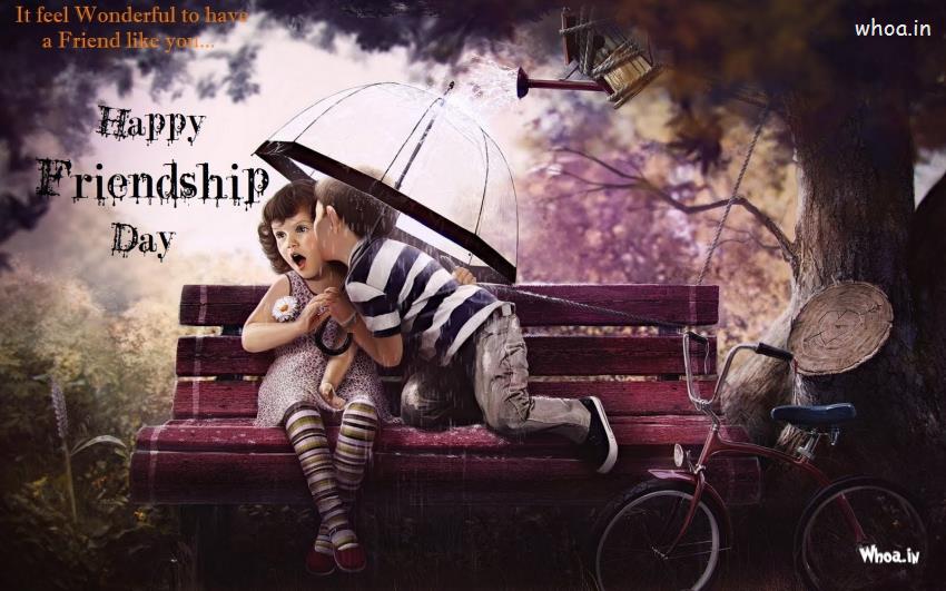 850x531 Happy Friendship Day Two Chield Kissing Wallpaper - Friendship Day Painting