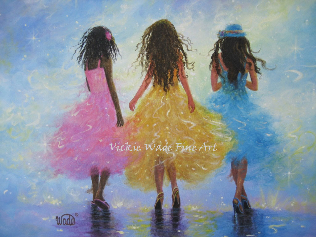 1024x768 One Fine Day Three Sisters Commission Vickie Wade Fine Art - Friendship Day Painting