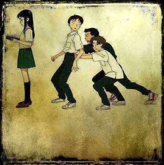 555x556 Friends Force You Into Love In School Days. - Friendship Day Painting