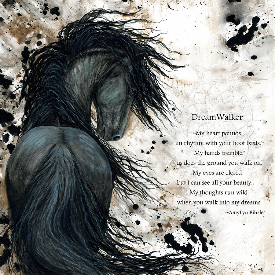 900x900 Friesian Dreamwalker Horse Painting By Amylyn Bihrle - Friesian Horse Painting