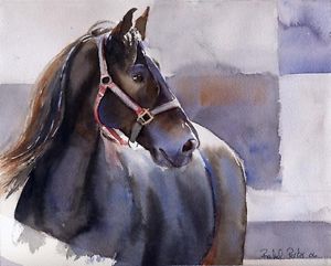 300x241 Giclee Print Friesian Horse Morgan Painting Art Decor Watercolor - Friesian Horse Painting
