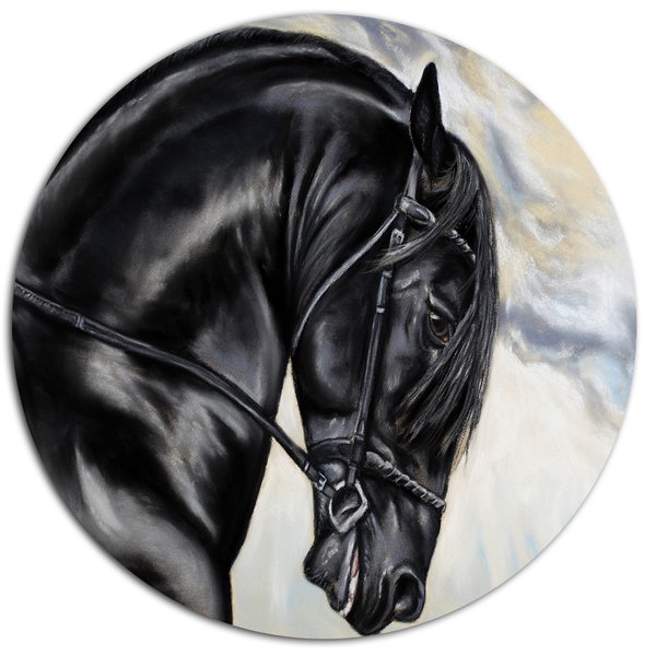 600x600 Designart - Friesian Horse Painting
