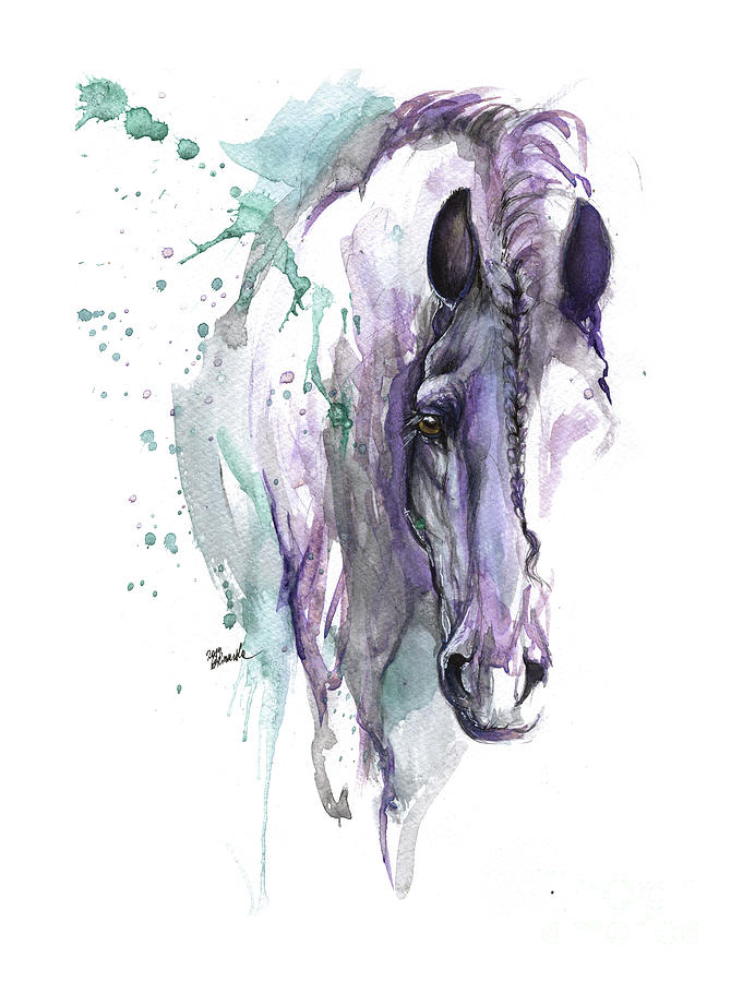 681x900 Friesian Horse With Braided Mane Painting By Angel Ciesniarska - Friesian Painting