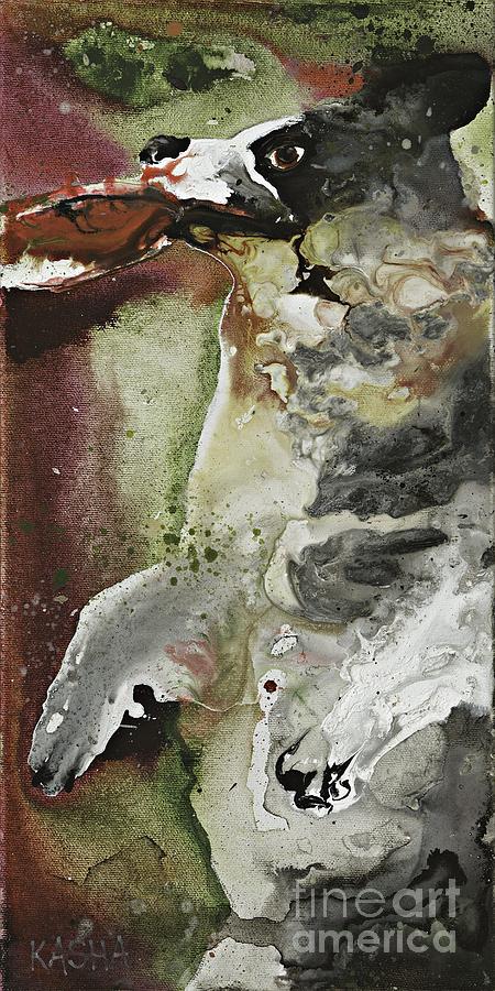 450x900 Frisbee Dog Painting By Kasha Ritter - Frisbee Painting