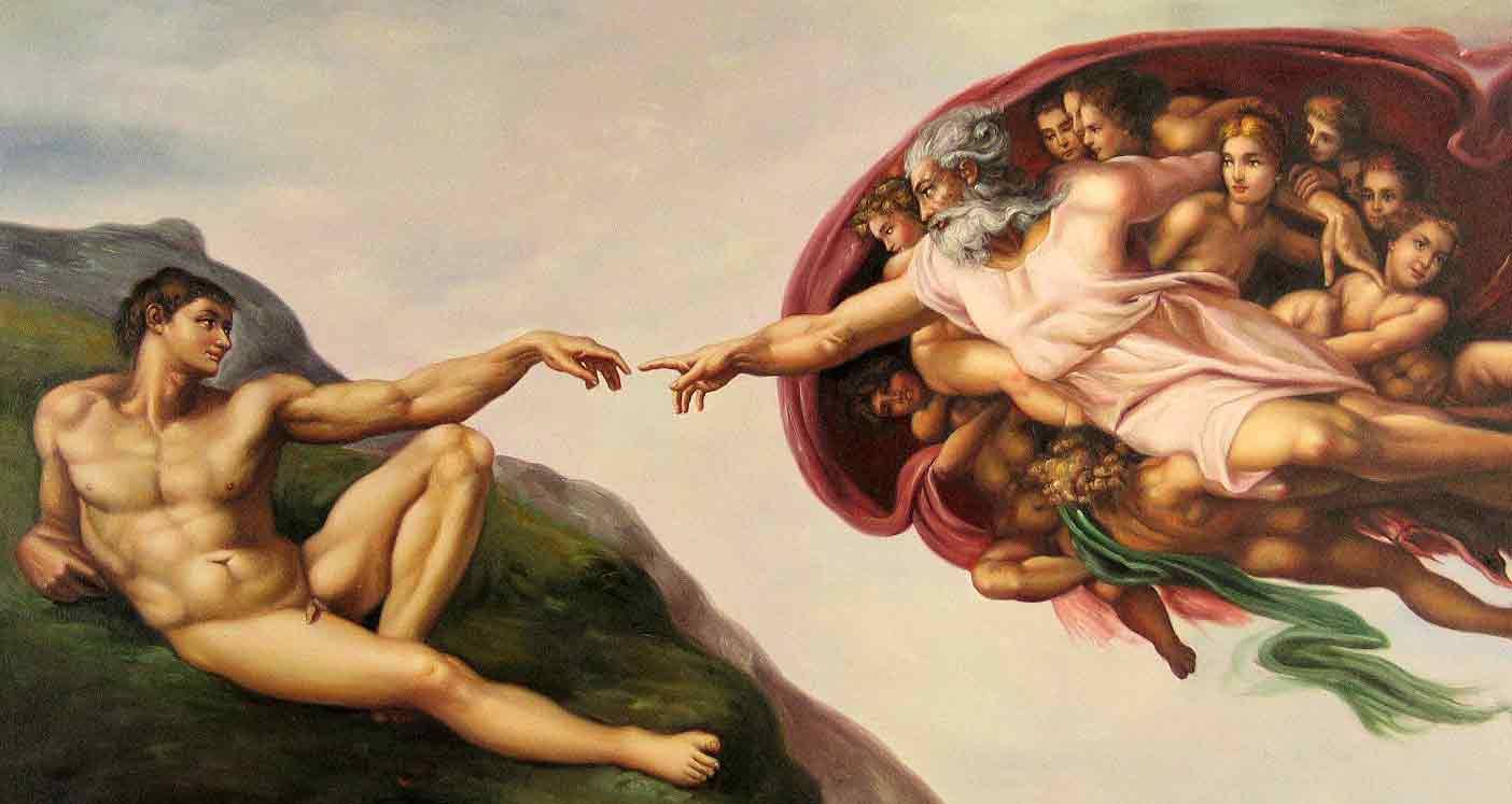 1404x747 The Creation Of Adam Hand - Frisbee Painting