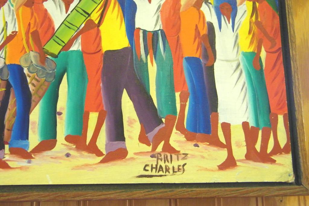 1024x682 Haitian Painting Of Many People By Fritz Charles - Fritz Painting