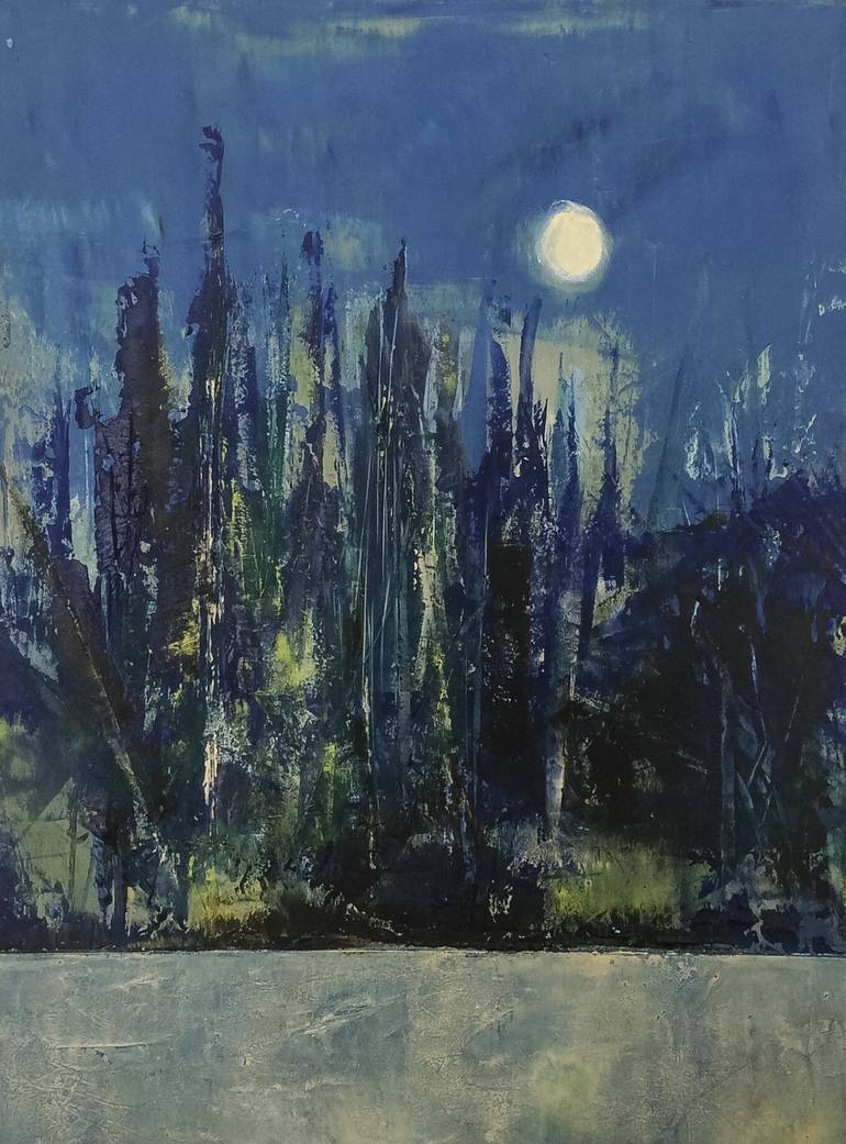 770x1041 Saatchi Art Hunter's Moon Painting By Julie Fritz - Fritz Painting