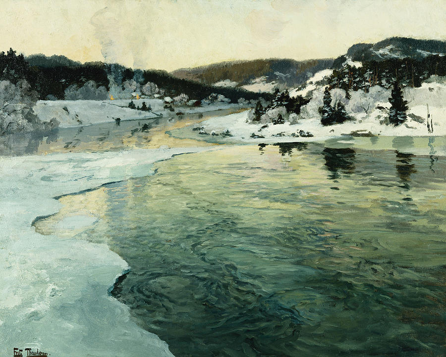 900x721 Winter On The Mesna River Near Lillehammer Painting By Fritz Thaulow - Fritz Painting