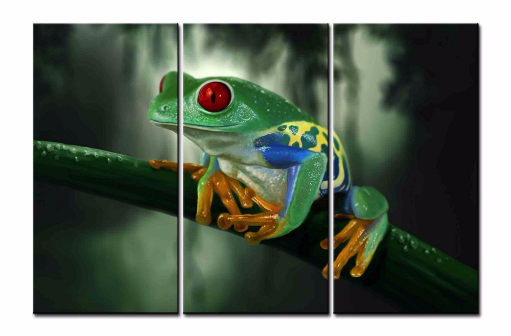 1000x658 3 Pieces Animal Frog Canvas Painting Hd Printed Canvas Art Wall - Frog Canvas Painting
