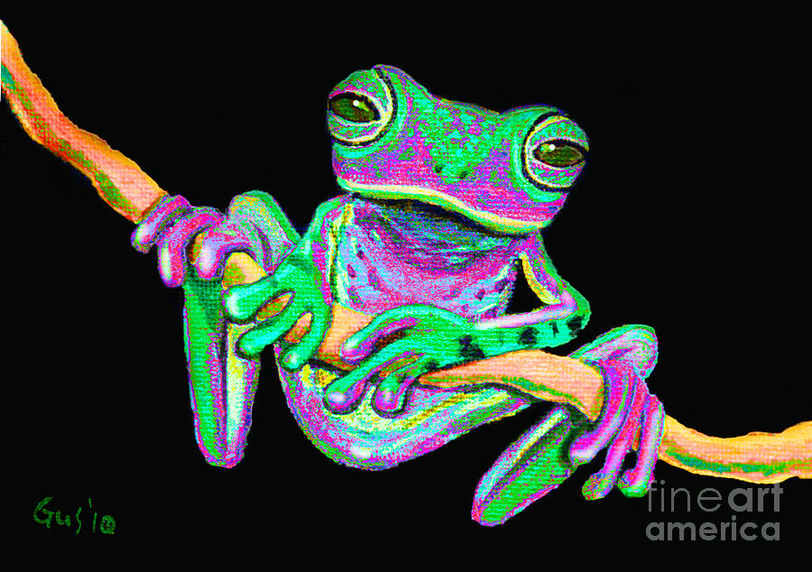 900x634 Green And Pink Frog Painting By Nick Gustafson - Frog Painting