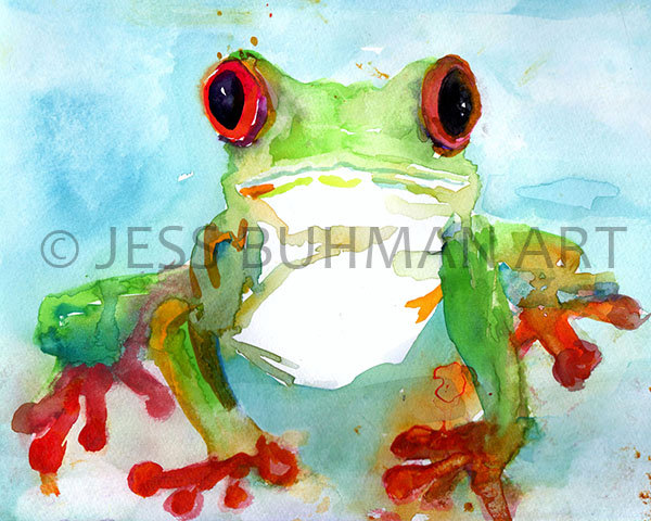 600x480 Tree Frog Watercolor Print Watercolor Frog Painting Print - Frog Painting