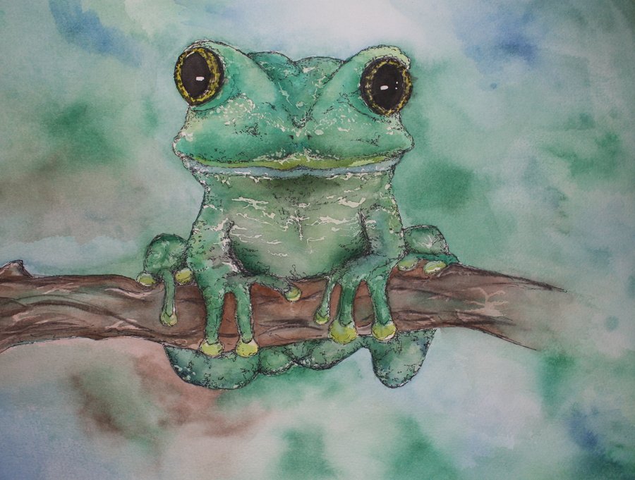900x681 Frog Painting By Spitfire19er - Frog Painting