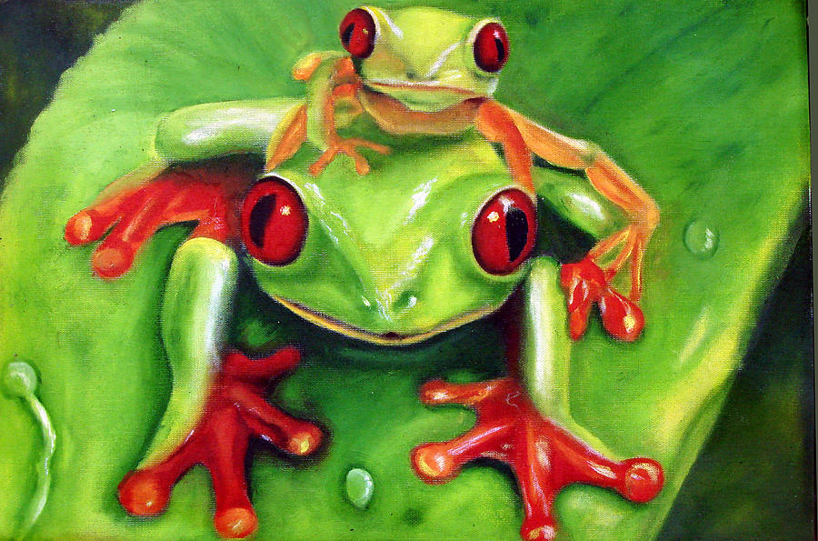 900x595 Frog Rodeo Painting By Darlene Green - Frog Painting